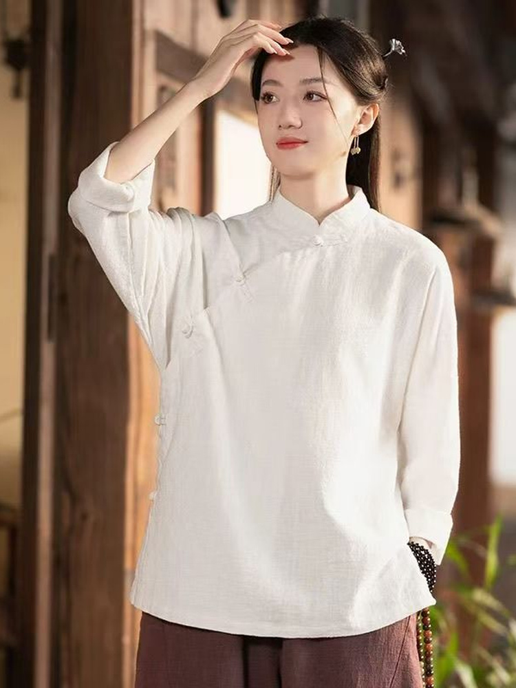ชุดเสื้อเชิ้ตผ้าฝ้ายลินินแขนยา - Linen Pant Wide บทวิจารณ์และราคา