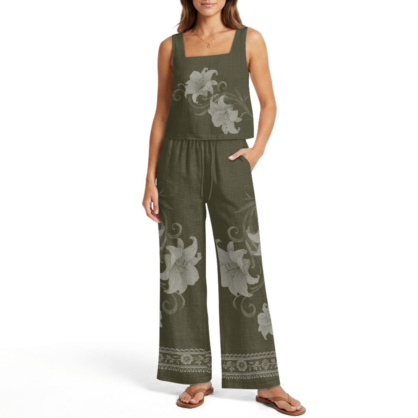 INSTANTARTS ชุดเสื้อกั๊กผ้าลิน - Linen Pant Wide บทวิจารณ์และราคา