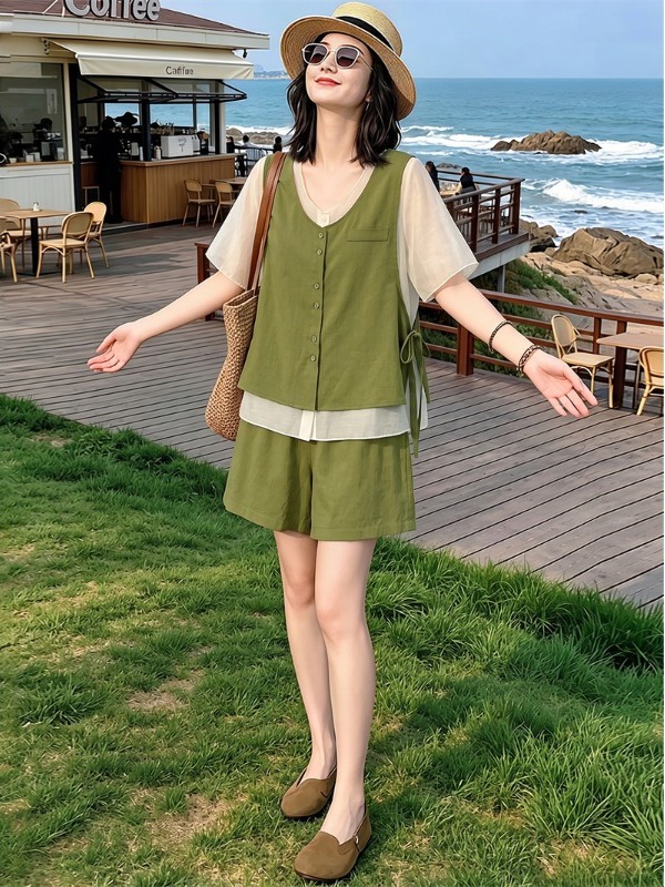 ชุดผ้าลินินผู้หญิงสไตล์ใหม่สำห - Linen Pant Wide บทวิจารณ์และราคา