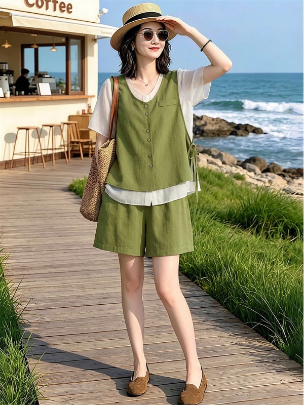 ชุดผ้าลินินผู้หญิงสไตล์ใหม่สำห - Linen Pant Wide บทวิจารณ์และราคา