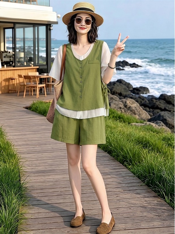 ชุดผ้าลินินผู้หญิงสไตล์ใหม่สำห - Linen Pant Wide บทวิจารณ์และราคา